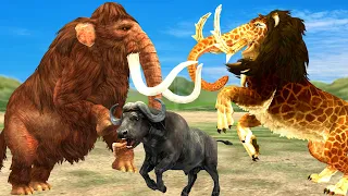 10 Big Bull Vs 10 Monster Lion Vs 10 Zombie Tiger Attack Cow Buffalo Save By Woolly Mammoth Elephant