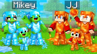 Mikey Family ICE Armor vs JJ Family FIRE Armor Battle in Minecraft (Maizen)