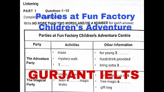 Parties at Fun Factory Childrens Adventure Centre IELTS Listening