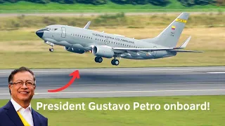 (4K) FAC 737 with Colombian President Gustavo Petro onboard take-off from Bogotá airport!