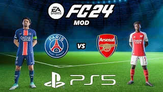 FC 24 PSG - ARSENAL | PS5 MOD 24/25 Ultimate Difficulty Career Mode HDR Next Gen