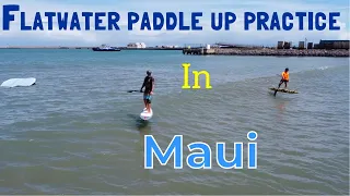 Downwind SUP foiling | Flatwater Paddle up practice in Maui | We rode waves instead!