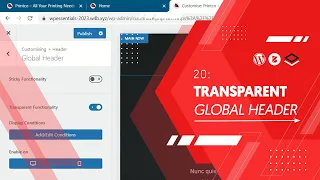 20: Blocksy transparent global header and sticky header feature 🔹 WordPress Starter Course 2023