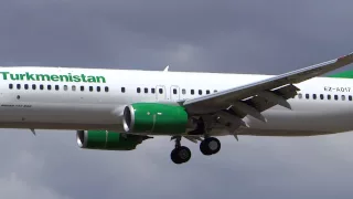 EZ-AO17 Turkmenistan Airlines Boeing 737-800 Landing at London Heathrow Airport