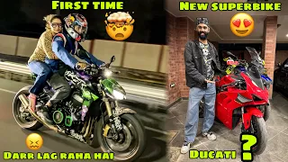 Sahiba pehli baar SuperBike par baithi 😬 halat kharab or Apni New Superbike bhi Ghar aa gayi 😍