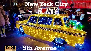 Walking 5th Ave, New York City 4K / 🎄 Christmas Displays