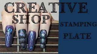CREATIVE SHOP STAMPING PLATE & ENAILCOUTRE PRODUCTS DIY HOME MANICURE WITH BUTTERFLY DECALS.