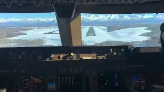Boeing 747 cockpit landing in Anchorage Alaska
