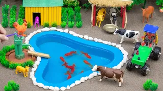 DIY mini Farm Diorama with house for Cow,Pig, Dog | Mini Hand Pumb Supply Water Pool for animals #21