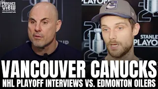 Rick Tocchet & Teddy Blueger Discuss Thatcher Demko Status, Oilers vs. Canucks GM5, Helping Petey