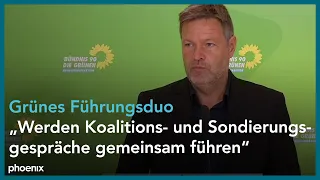 Wahl 2021: Robert Habeck (B'90/GRÜNE-Bundesvorsitzender) mit aktuellen Statements nach der Wahl