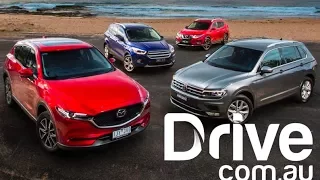 2017 Mazda CX-5 v VW Tiguan v Nissan X-Trail v Ford Escape Comparison | Drive.com.au