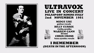 Ultravox 'I Remember' (Death in the Afternoon) Live at Palasport in Rimini on 2nd November 1981