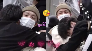 jungkook can't stop hugging Hobi