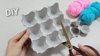 INCREDIBLE!! How to make money with egg box and yarn at home - DIY recycling craft ideas