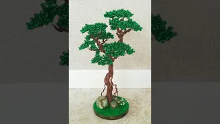 Бонсай из крупного бисера МК. Bonsai made of beads master class.