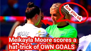Meikayla Moore achieved a rare feat when she scored a perfect hat-trick of own goals