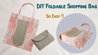 How to sew a foldable shopping bag | diy foldable grocery bag | reusable grocery bag tutorial
