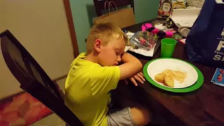 Fell asleep at the table.