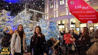 🎄London Christmas Lights Walk 🌟Covent Garden Christmas 2021 | London Night Walk [4K 60fps]