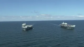 HMS QUEEN ELIZABETH and HMS PRINCE OF WALES met at sea for the first time