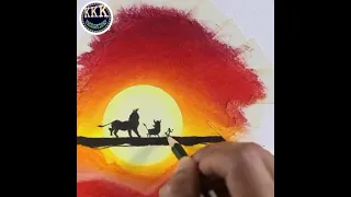 the lion king drawing | oil pastels | crayon | painting | art arena shorts | art arena | #kkk