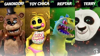 Freddy vs Toy Chica vs Reptar vs Po [Aberranced Request Quickie Fix]: SSBU Mods
