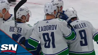 Canucks' Miller Fires A Slapshot Through Traffic That Pinballs Off EVERYONE And In