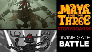 MAYA & THE THREE 'Divine Gate Battle' storyboard scene
