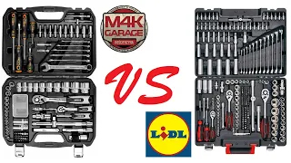 Zestaw narzędzi M4K Garage + latarka kontra Lidl Powerfix Profi + / zestawy za około 350zł/