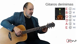 Gitaros derinimas. Mokomės groti gitara.