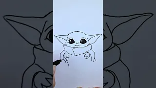 How to Draw! Cute Baby Yoda | Drawing Baby Yoda step by step #shorts