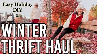 Winter Fashion TRY ON Thrift Haul - Easy Holiday DIY with Vintage Jewelry