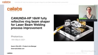 CAILABS - CANUNDA-HP 16kW Fully Reflective Ring Beam Shaper PHOTONICS+2021