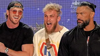 Jake Paul shows up to support Logan Paul • Roman Reigns vs Logan Paul