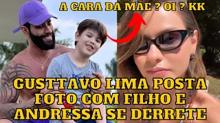 Gusttavo Lima posta foto com filho e Andressa Suita se derrete toda “a cara da mãe”