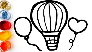 Glitter Hot Air Balloon coloring and drawing Learn Colors for kids | Simple Toy Art