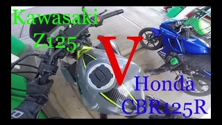 Kawasaki Z125 2023 V Honda CBR125R 2007 - Part 1 - Journey to Squires • Biker Café 🍔