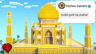 Popular Indian Youtuber Challenged Me To Build Gold Taj Mahal In Minecraft Hardcore!