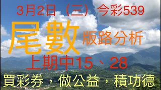 今彩539｜尾數｜牛哥539｜2022年3月2日（三）今彩539尾數版路分析內含隱藏孤支版路｜感謝版路交流@king1688 ｜#539