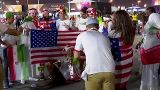 Iran and US fans gather outside Doha stadium ahead of match