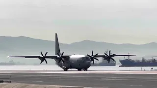 Hercules transport plane take off at Gibraltar, turn the volume up.