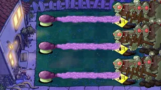 ONLY Fume-shroom VS 999 Giga-gargantuar in regime Suvival NIGHT | Plants vs Zombies Crumbs mode