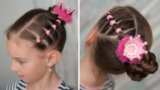 Легкая прическа из хвостиков  для девочек | Easy Ponytail Hairstyle with Elastics for Girls