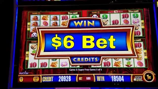 Wild Panda Slot Machine Bonus Big Win !!! 🌟SUPER FREE GAME🌟 $6 Bet Aristocrat Wonder 4