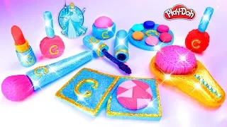 Play Doh Makeup Set Cinderella Eyeshadow Lipstick 💄 Nail Polish 💅 with Play Doh Fun for Kids