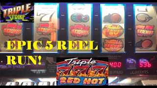 CLASSIC OLD SCHOOL CASINO SLOTS: TRIPLE STRIKE + TRIPLE DOUBLE RED HOT 777 SLOT PLAY! 5 REELS! NICE!