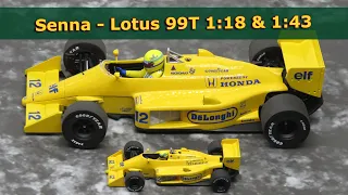 Ayrton Senna - Lotus Honda 99T - Winner Monaco GP 1987 - Minichamps 1:18 and 1:43 - size comparison