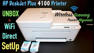 HP DeskJet Plus 4100, Unbox, SetUp, Wireless Scanning Tutorial, SetUp Ink, Alignment !!