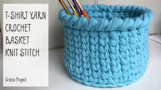 T-Shirt Yarn Crochet Basket Knit Stitch